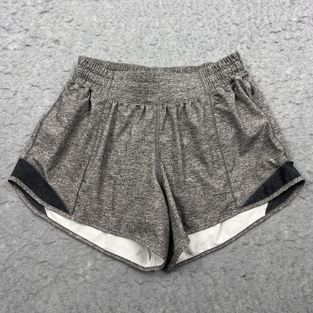 Lululemon Hotty Hot Short II Long 4" Womens 6 Tall Grey Lined Running Gym W7ATLT